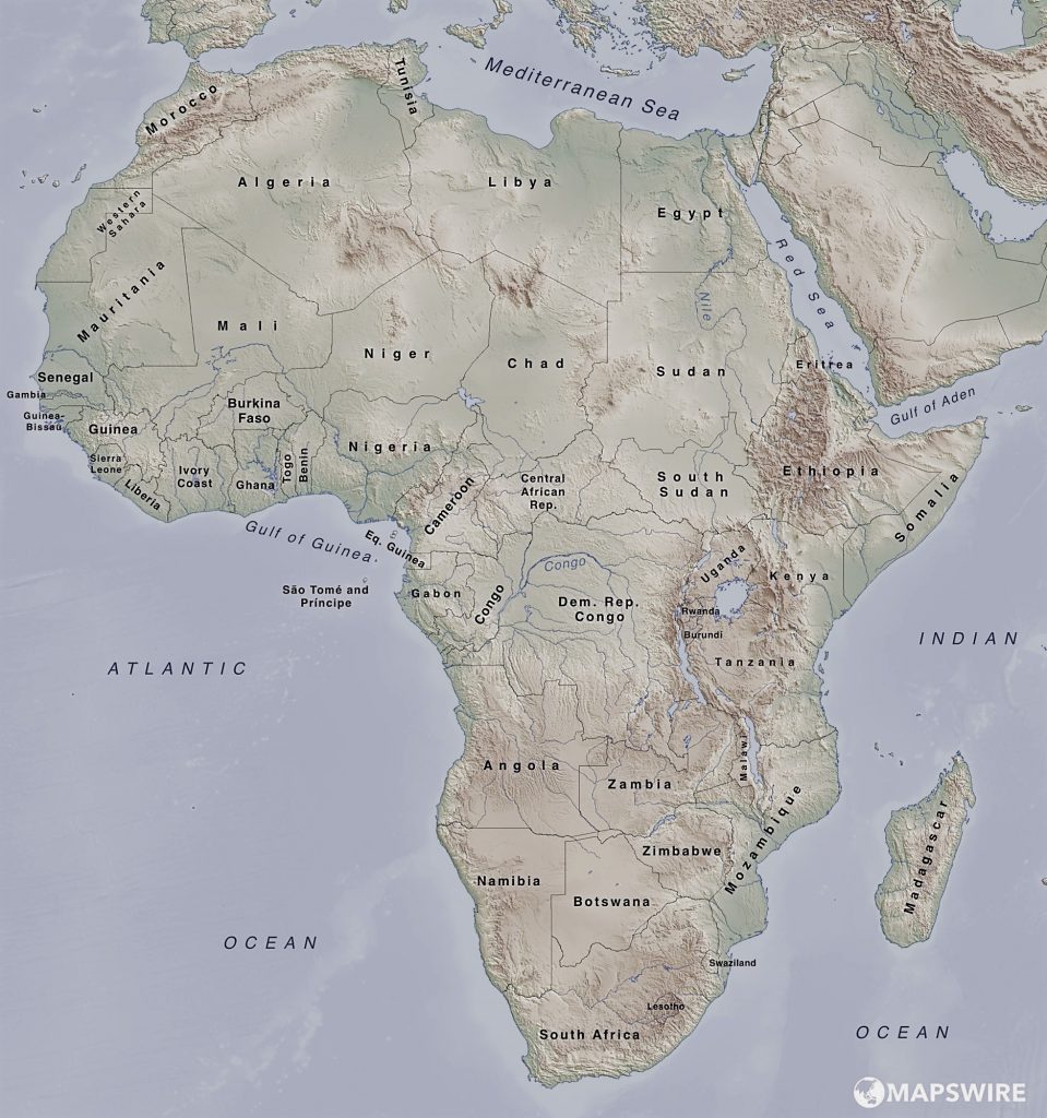 mapa africa fisico politico para imprimir