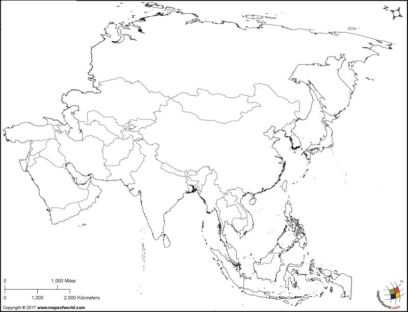 mapa asia blanco imprimir