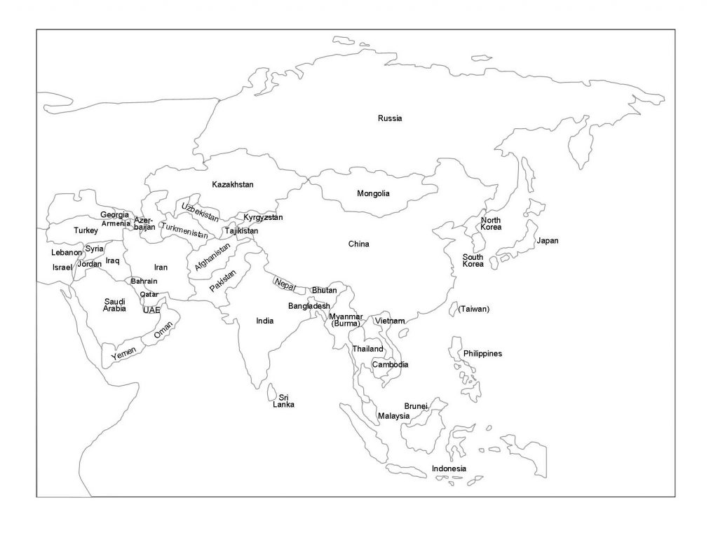 mapa politico asia con nombres