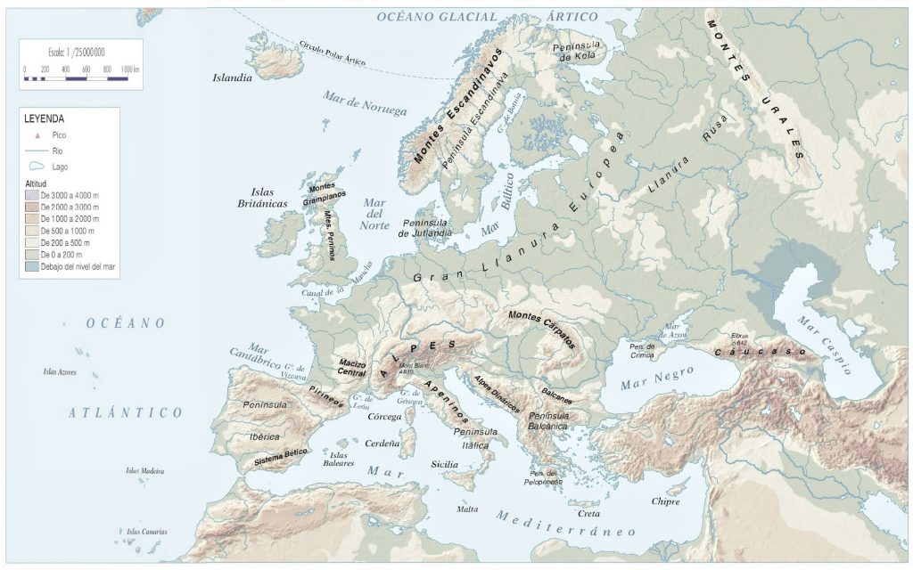 mapa europa fisico con nombres