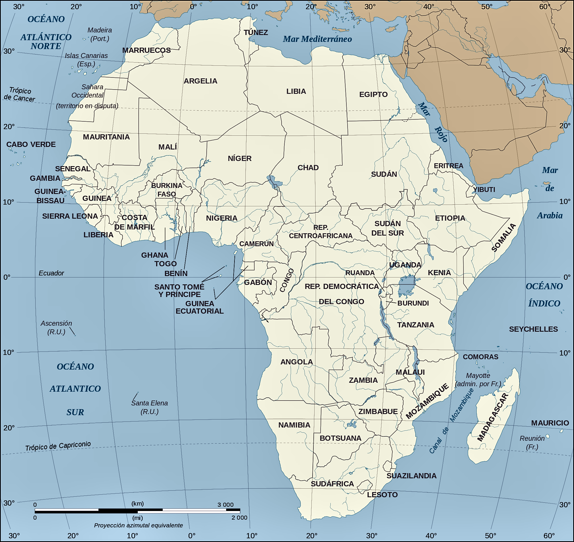 Mapa De África Para Imprimir Político Físico Mudo Continente Africano 4584