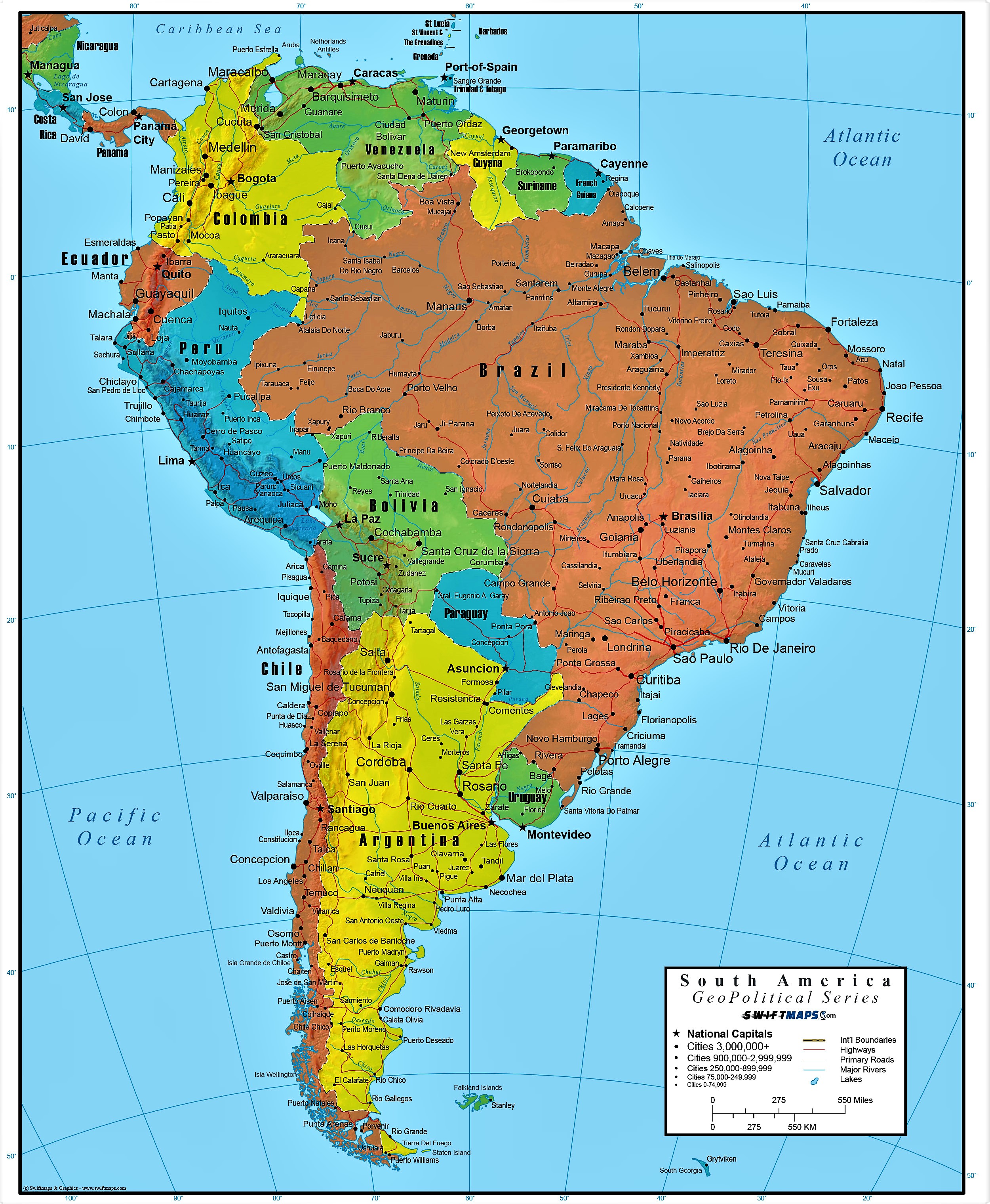 ▷【Mapa América del Sur】???? | Mapas de Sudamérica / Suramérica