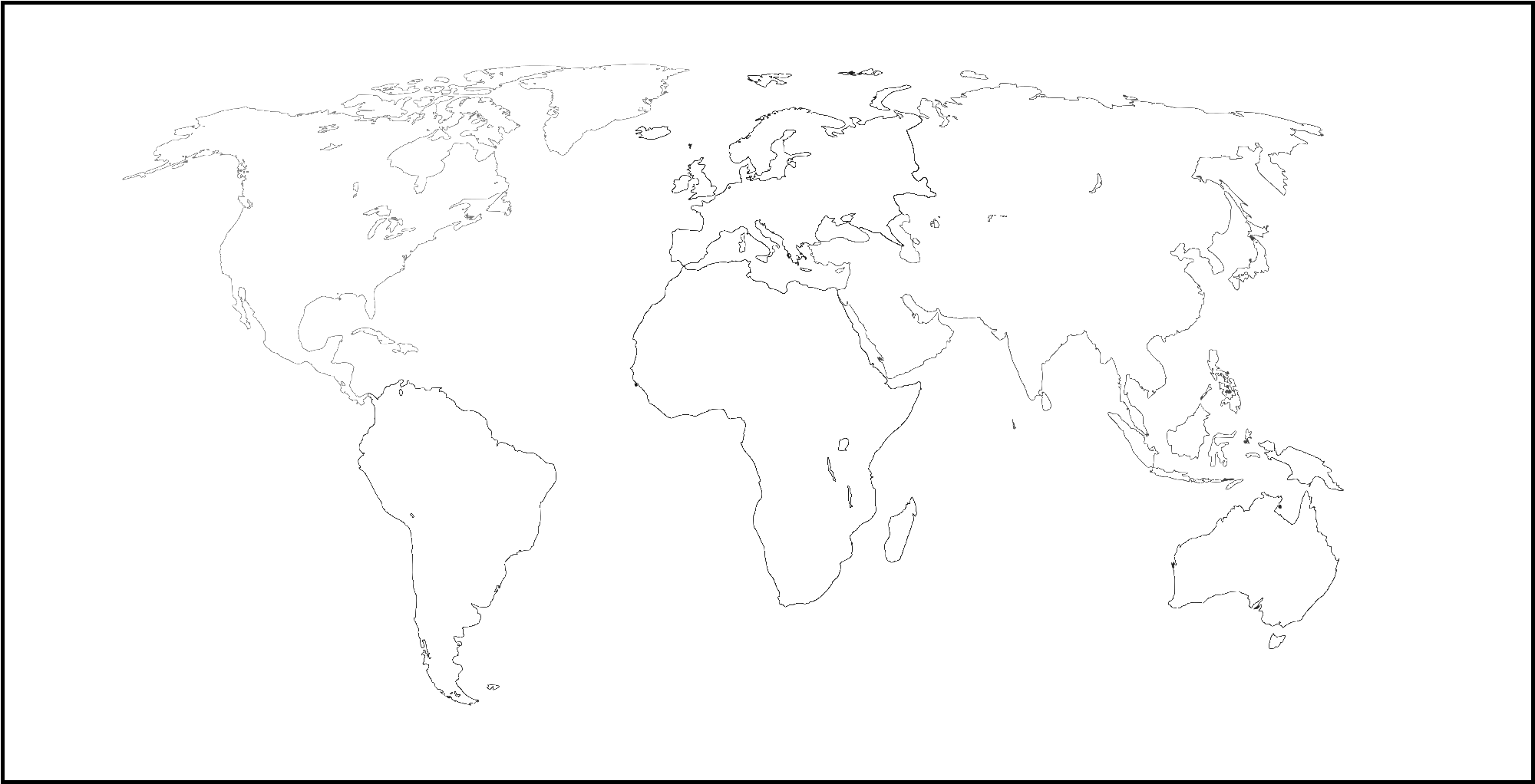 Mapa En Blanco De Los Continentes Y Oc anos Del Mundo
