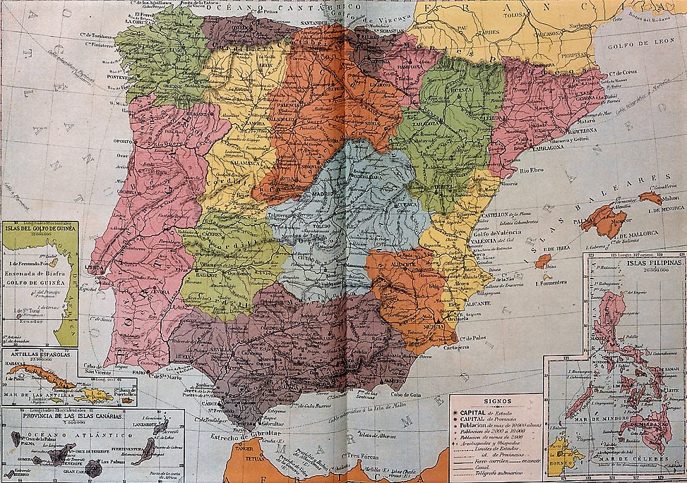 🥇 Mapa de España ⊛ Político Físico Mudo Con Nombres » Para